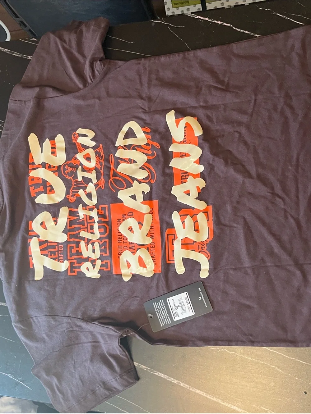 True Religion Brown Short Sleeve Logo Tee
